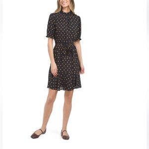 Tommy Hilfiger Navy and Gold Polka Dot Mini Dress - size 8